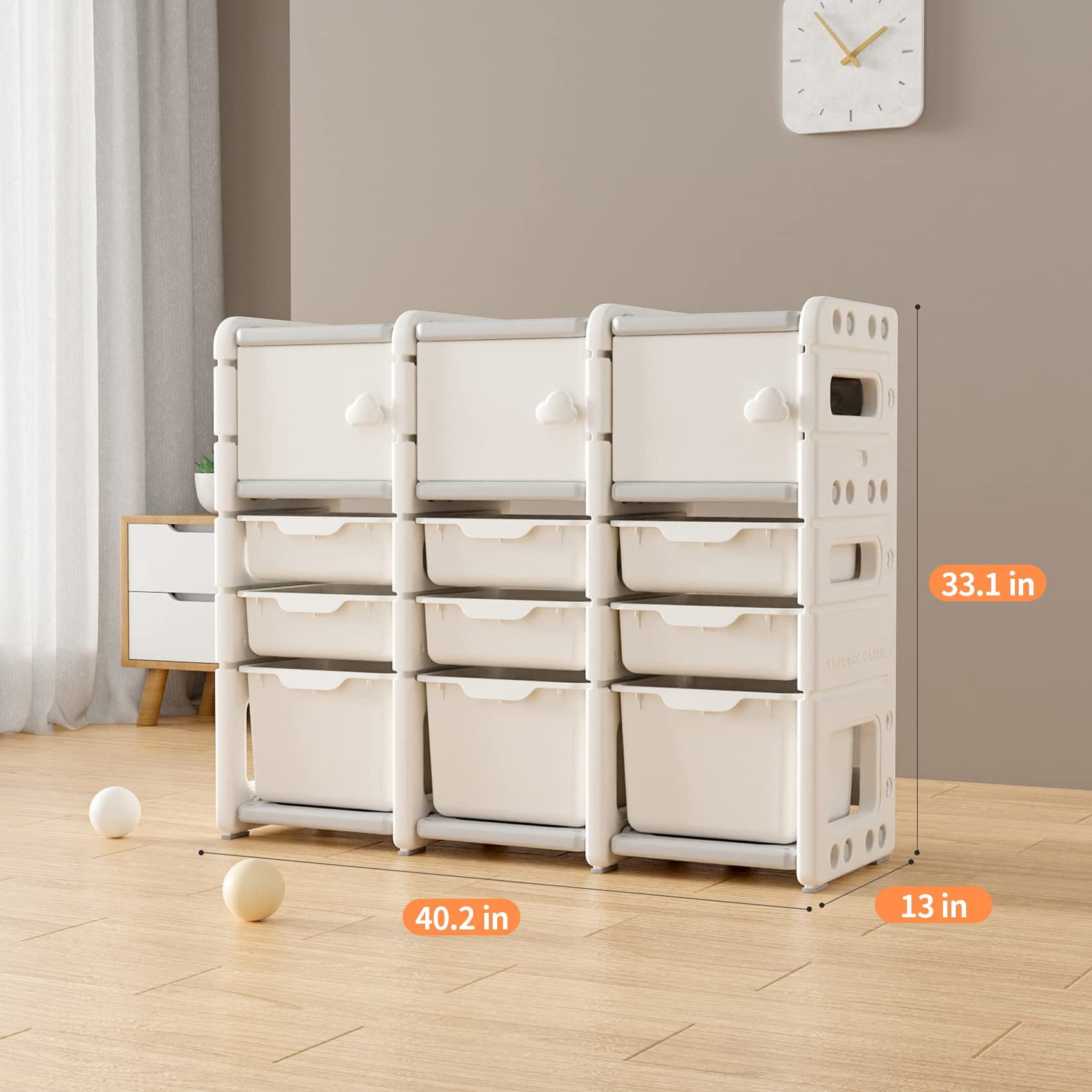 UNICOO® Kids Storage Shelves, Children Toy Storage Organizer, Kids Bookshelf and Toy Storage for School, Bedroom, Playroom or Nursery (3 * 4)