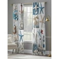 thumbnail image 5 of Starfish Sheer Curtains 84 Inch Length 2 Panels Set, Semi Transparent Voile Rod Pocket Curtains for Living Dining Room Bedroom Drapes Ocean Shell Coastal Nautical Flag Light-house, 5 of 6