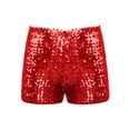 thumbnail image 2 of Haitryli Kids Boys Girls Sparkle Shiny Dance Shorts Stretch Athletic Shorts Gymnastic Jazz Hip Hop Red 120-140/12, 2 of 7