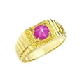 thumbnail image 4 of RYLOS Men's Ring Yellow Gold Plated Silver Ring, 7MM Round Shape Gemstone Designer Style Rings Star Ruby July Birthstone Rings Silver Size 8, 4 of 7