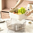 thumbnail image 3 of Double Layer Colander Two Tier Wash Basin, Plastic Kitchen Fruit Vegetable Rinsing Draining Container, Multifunctional Food Washing Basket for Daily Household Meal Prep, White, 3 of 6