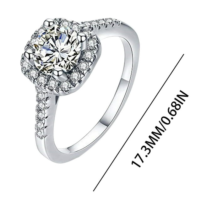 WREESH Luxury Shiny Rhinestone Ring Simulation Gemstone Alloy Ring Jewelry Accessories Personalized Gift Ladies Birthday Valentine's Day Anniversary