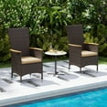 thumbnail image 2 of Costway Patio Rattan Chairs Set of 2 with High Backrest & Acacia Wood Armrests, Cushion, 2 of 9