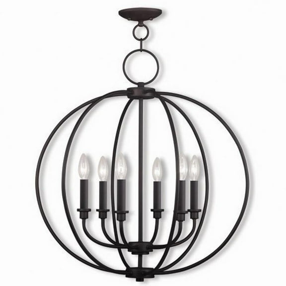 Traditional Farmhouse Six Light Chandelier-Bronze Finish Bailey Street Home 218-Bel-1260971