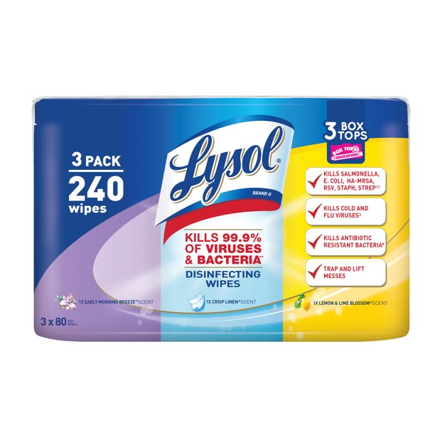 Lysol Disinfecting Cleaning Wipes, Variety Value Pack, 240ct (3x80ct