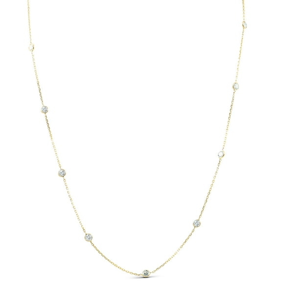 Pompeii 2 TCW Diamond Bezel Station Necklace 14k Yellow Gold (G-H,SI)