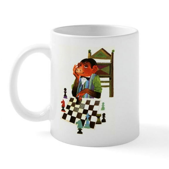 CafePress - Monkey Playing Chess Mug - 11 oz Ceramic Mug - Novelty Coffee Tea Cup