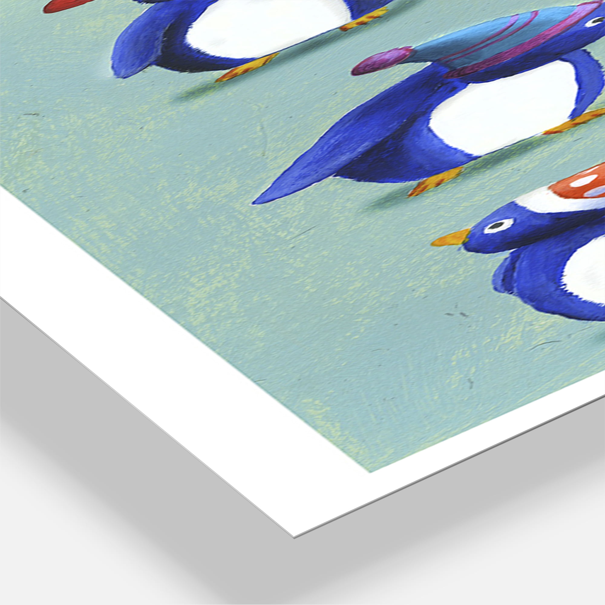 Designart 'Eight Penguins And A Flamingo' Large Nautical & Coastal Wall Clock