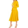 thumbnail image 4 of Moa Collection Women's Two Piece Set Solid Long Sleeve Casual Blazer Relaxed A-Line Midi Skirt, 4 of 7