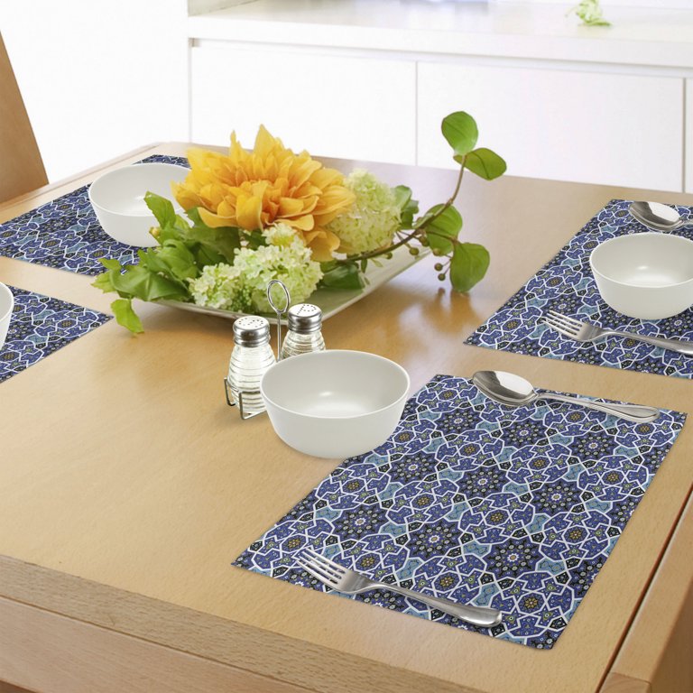 Jacquard Placemats Rectangle Cloth Placemats Set of 4, Washable