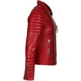 thumbnail image 2 of New Men's Genuine Lambskin Leather Red Slim Fit Quilted Biker Motorcycle Jacket For Men A470, 2 of 4