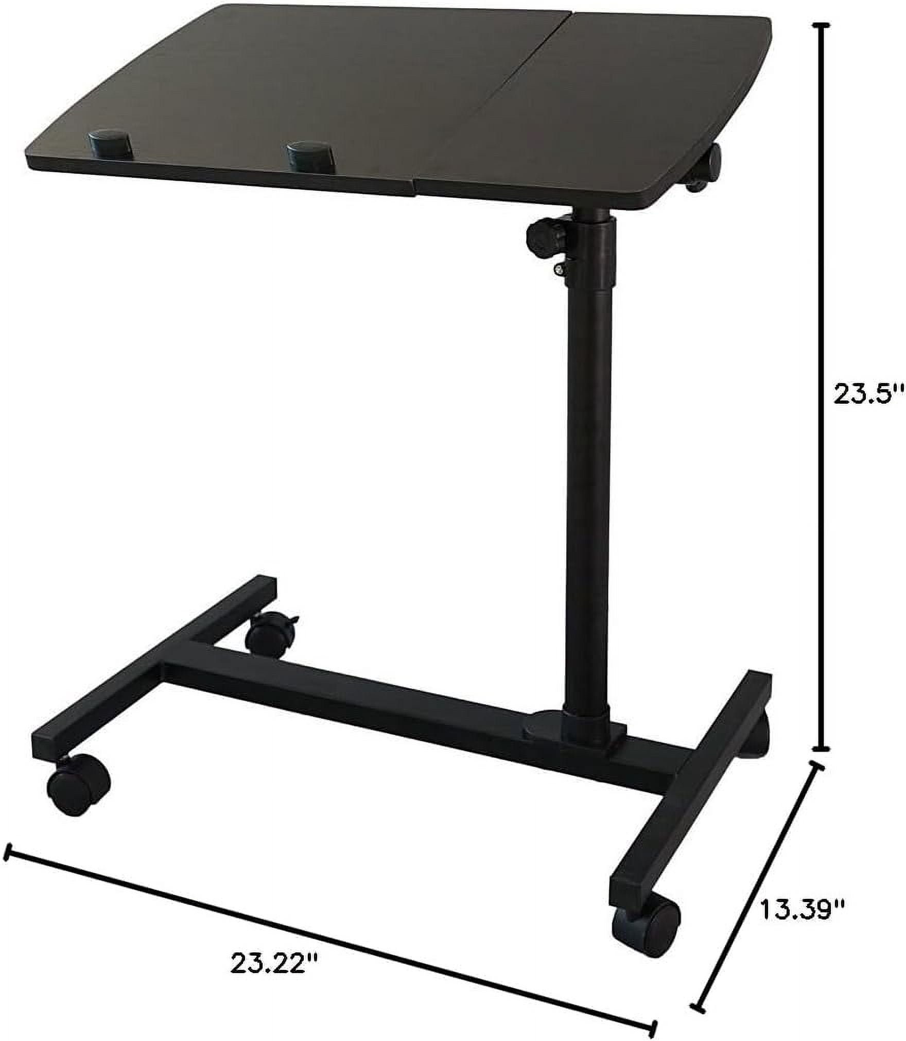 Yunken 23.2 Inch Rolling Adjustable Multifunctional Lifting Computer Desk, Tilting Desktop, Sit Stand Laptop Desk TV Tray for Bed Sofa Hospital Reading Eating, Black