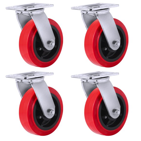 Polyolefinpolyurethane 5 Plate Caster Wheel 4 Pack, Top Plate Caster Extra Width 2 Inches, 3000 Lbs Total Capacity Sy America (5 Inches Pack Of 4 Swivel No Break Casters)