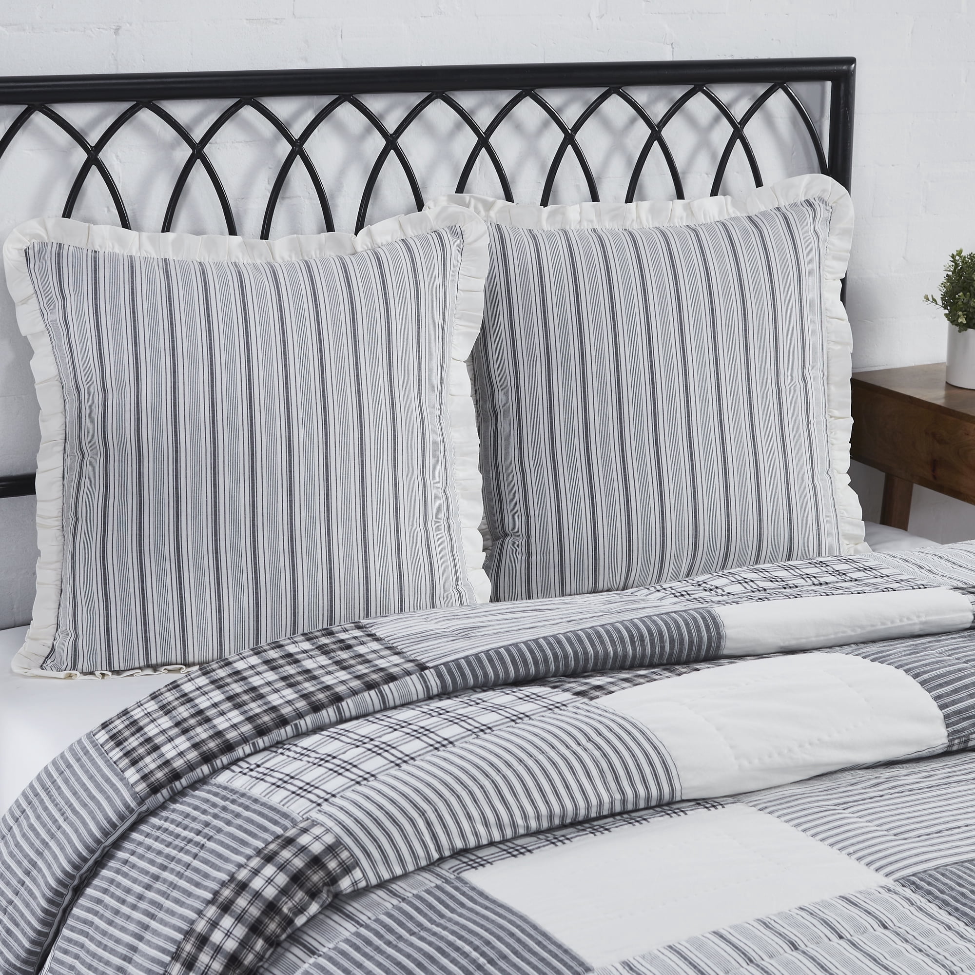 VHC Brands Sawyer Mill Steppdecke – Queen Größe 228x228 Cm, 100% Baumwolle, Patchwork-Design In Grau