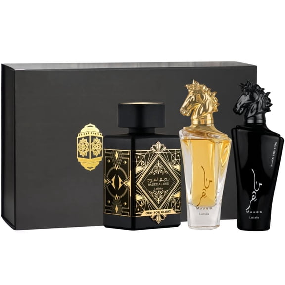 Maahir, Maahir Black & Bade'e Al Oud For Glory with Magnetic Gift Box | Warmth Fragrances Beyond Imagination