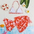 thumbnail image 4 of ZHANGDER Girls Swimsuits 2 Piece Bathing Suit Swimsuits for Teens Comfortable and Breathable Halterneck Cute Bikini Swimsuitswith Cover Ups Beach Skirt, Red 14-15 Years, 4 of 7