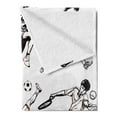 thumbnail image 2 of Sketchy Soft Flannel Fleece Blanket, Muscular Energetic Athletes in Different Poses Sports Themed Drawing Style Artwork, Cozy Plush for Indoor and Outdoor Use, 60" x 80", Black White, by Ambesonne, 2 of 5