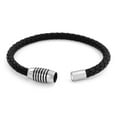 thumbnail image 3 of Bling Jewelry Mens Unisex Black Woven Leather Cuff Bracelet with Stainless Barrel Clasp for Men, 3 of 5