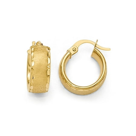 Black Bow Jewelry Company 6mm Brushed Diamond Cut Round Hoop 6mm Brushed Diamond Cut Round Hoop Earrings In 14k Yellow Gold