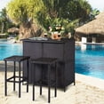 thumbnail image 3 of ReunionG Outdoor Bar Rattan Set 3-Piece Wicker Bar Stools & Table with 2 Storage Shelves for Lawn Pool Backyard Garden, 3 of 6