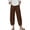 *Brown, variant on Women's Cotton-Linen Cropped Pants,Crochet Lace Trim Trousers For Women,Ladies Tulip Hem Boho Casual Pants with Pockets,White,S-3XL