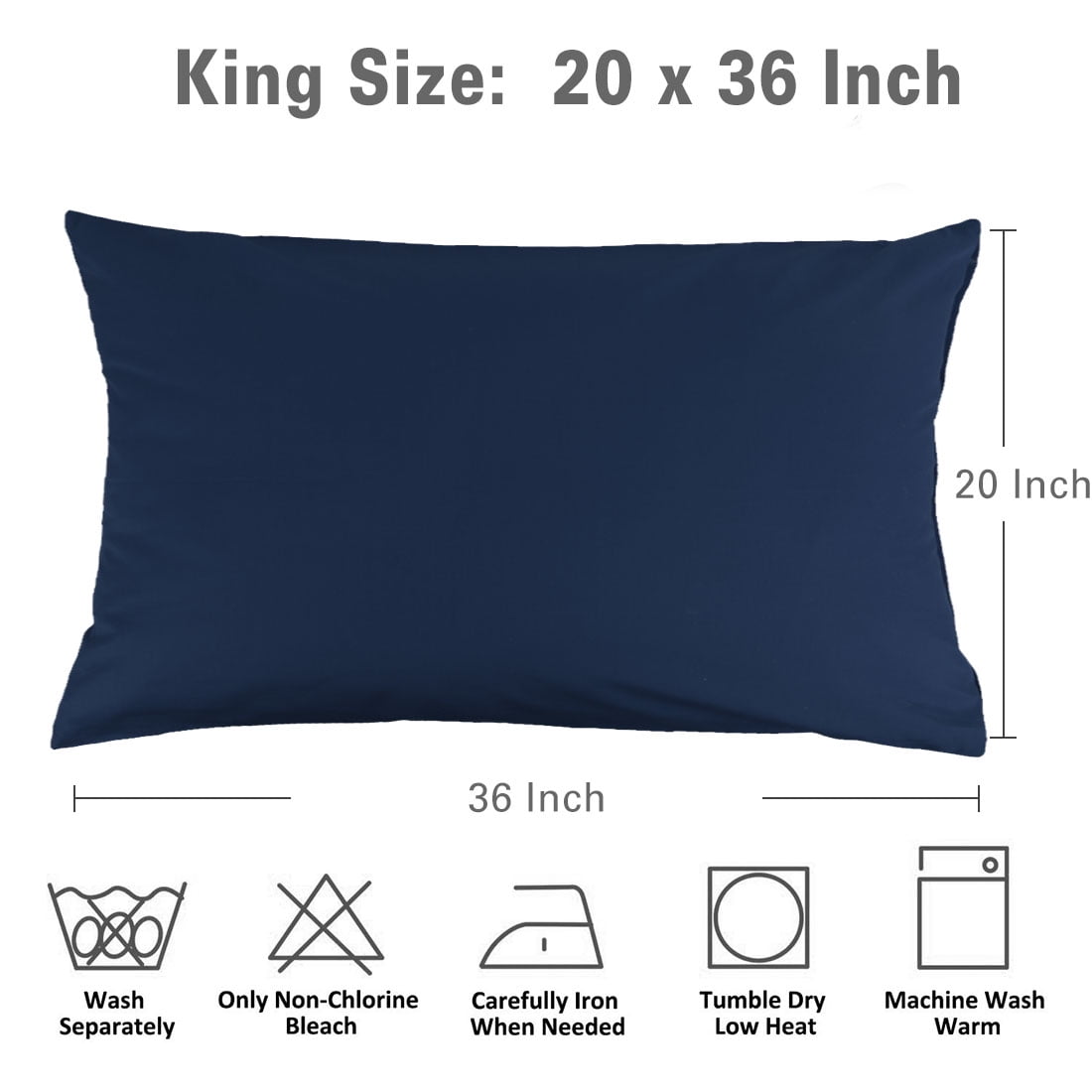 Unique Bargains Pillowcases 2-Piece Egyptian Cotton Pillow Cover Navy Blue King