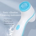 thumbnail image 3 of Vogacara Máquina de limpieza Facial de plástico para mujer, cepillo eléctrico de mano inalámbrico profesional de 500mAh y 3V con batería, Tratamientos faciales Azul, 3 of 6
