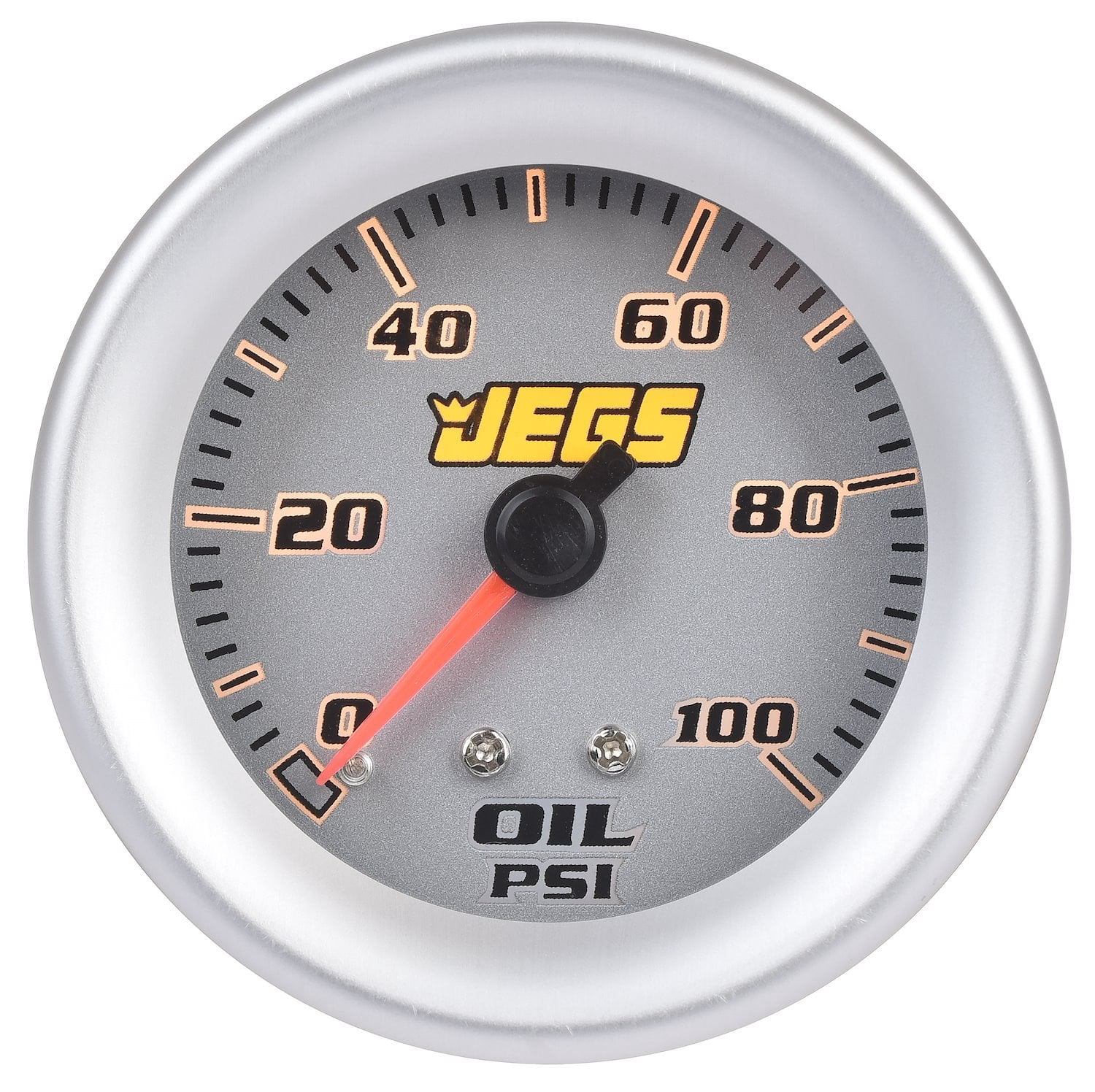 JEGS Oil Pressure Gauge [2 1/16 in. Mechanical, 0-100PSI with Silver Face]