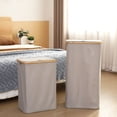 thumbnail image 6 of Sea Team 66L Large Capacity Laundry Hamper with Lid, Removable Bag & Bamboo Handles, Foldable Dirty Clothes Bin for Bathroom, Bedroom, Dorm & Closet, Grey, 6 of 7