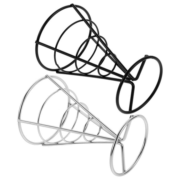 Raindrops 2pcs French Fry Stands Cone Holder Metal Wire Snack Display Rack Appetizer Serving Racks