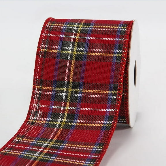 XmhyTop 10Yards Christmas Burlap Ribbon Rolls Wrapping Ribbon Xmas Decorative Ribbon for Wreath Bow Gift Decor,A12