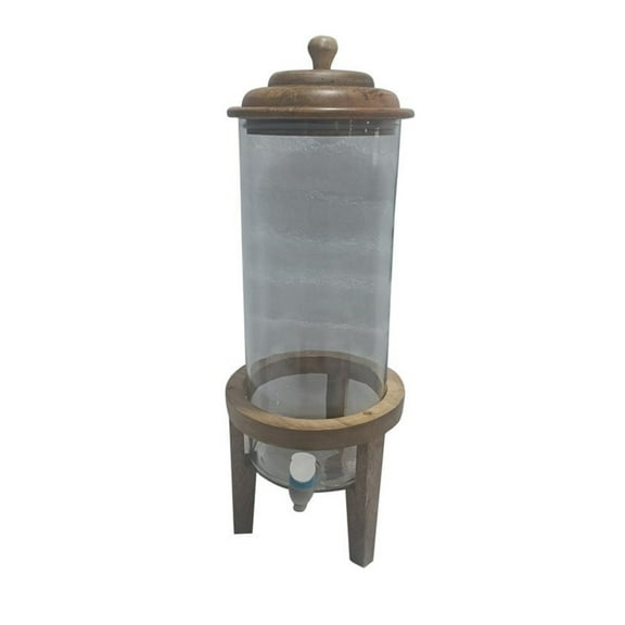 BIDK Home Water Jar with Mango Wood Base - 21.25"