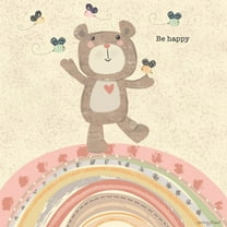 Kids Nursery Art "Rainbow Bear" White Float Framed Canvas - 30x30