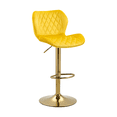 thumbnail image 2 of 20-28 Inch Velvet Bar Stools, Counter Height Adjustable Swivel Barstools High Bar Chairs with Golden Color Base, Stools Chair with Footrest for Home Kitchen Island, Pub(Yellow,Set of 8), 2 of 6