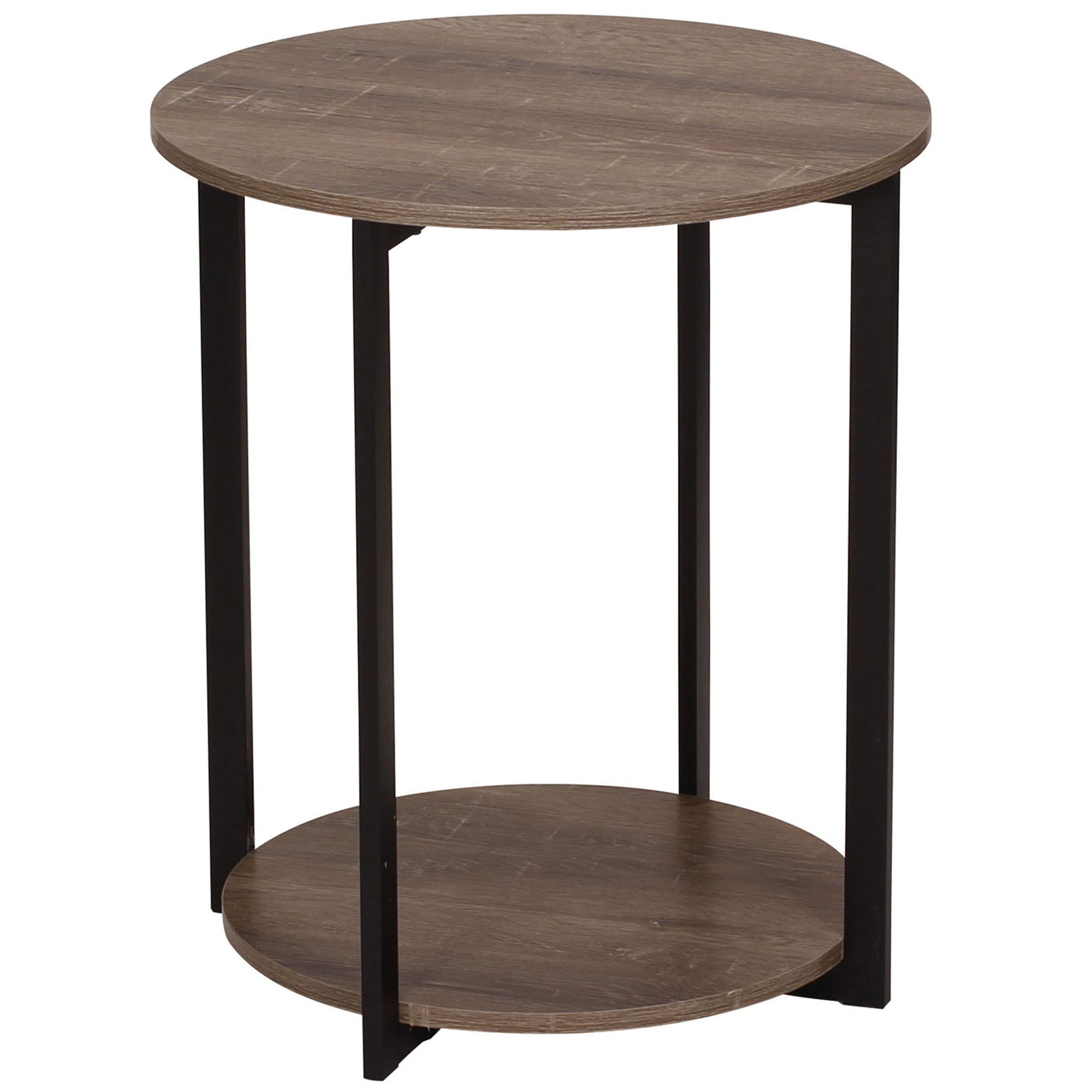 Round Side Table With Storage Shelf, Round Side Table With Drawer And Shelf