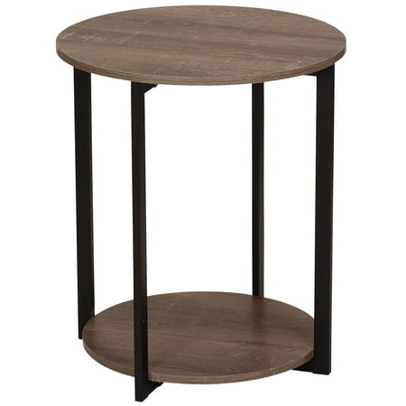 Household Essentials Ashwood Low Round Side Table with Storage