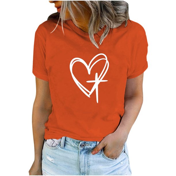 Camisetas de Manga Corta para las Mujeres Casual Día de Pascua Impresión Cuello de Tripulación Suelta Camiseta, Poliéster Spandex