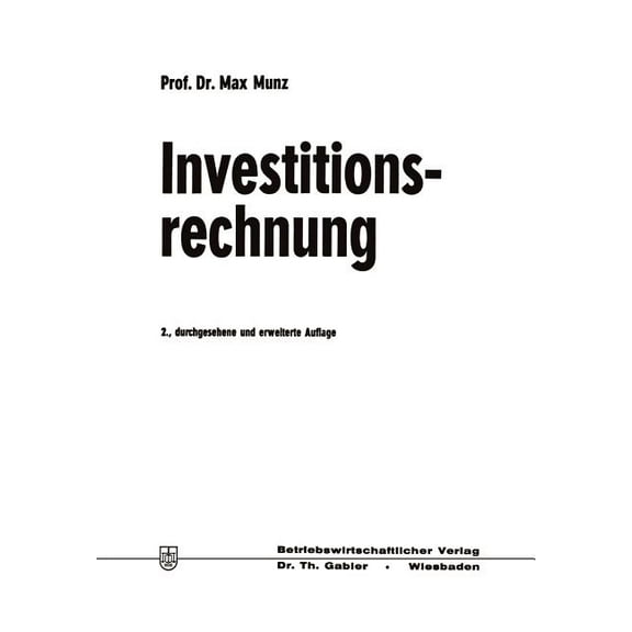 Investitionsrechnung, (Paperback)