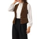 thumbnail image 4 of Chaleco sin mangas de terciopelo para mujer Allegra K, blazer con botones, color café, 4 of 5