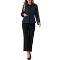 thumbnail image 2 of INSPIRE CHIC Women's Contrast Turn Down Collar Pocket Single Breasted Winter Peacoat L Dark Blue, 2 of 6