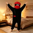 thumbnail image 3 of Funny Big Mouth Monster Onesie - Soft Plush Animal Cosplay Pajamas with Pink Hair Comb for Halloween, Loungewear & Party Costume (Black-S), 3 of 10