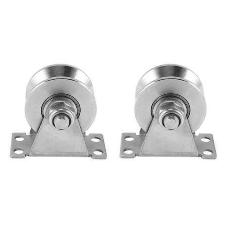 

2-Pack V-Type Stainless Steel Pulley Block Mute Bearings Groove Sliding Roller Wheel