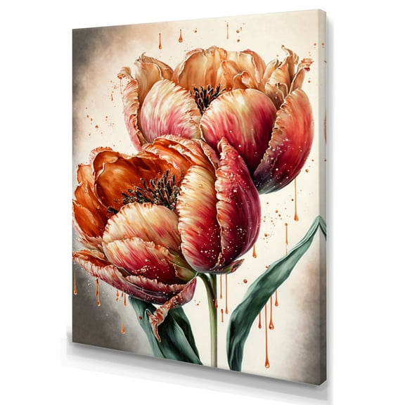 Designart Blooming Red Tulip Canvas Wall Art