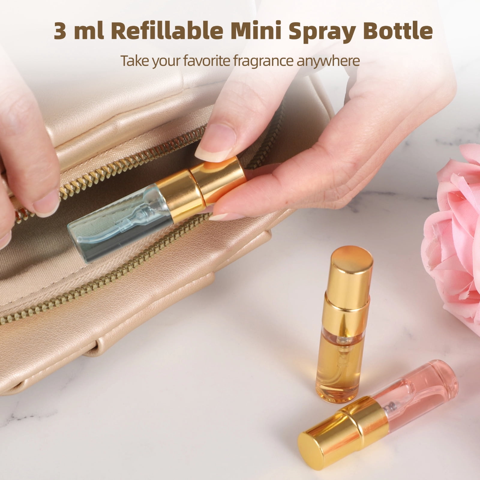 50PCS 3ml Spray Bottles, Mini Clear Glass Perfume Bottles, Portable Refillable Spray Containers, Fine Mist Spray Empty Essential Oil Spray Bottles, Fragrance Sample Atomizer for Home Travel