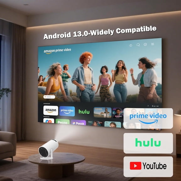 Mini Projector 4K Support, Portable Movie Projector with WiFi6 and Bluetooth5, Automatic  Correction, Android 13, Home Smart Projector for Phone, PC,  USB, Laptop