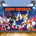 thumbnail image 2 of Fondo fotográfico personalizado con nombre y años de Sonic the Hedgehog, decoración para fiesta de cumpleaños, vinilo, tela de poliéster, pancarta de tela, 2 of 5