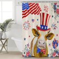 thumbnail image 4 of 4th of July Shower Curtain American Flag Cow Patriotic Shower Curtains for Bathroom Decor Independence Day Stars Hats Stripes Poppy Bath Curtains Sets with Hooks Waterproof Small Stall Size 36" x 72", 4 of 6