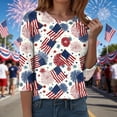 thumbnail image 4 of UngA 250th Anniversary USA Shirt Women American Flag 3/4 Sleeve Shirt 4th of July T-Shirt USA Flag Patriotic Tee Tops (Beige,S), 4 of 8