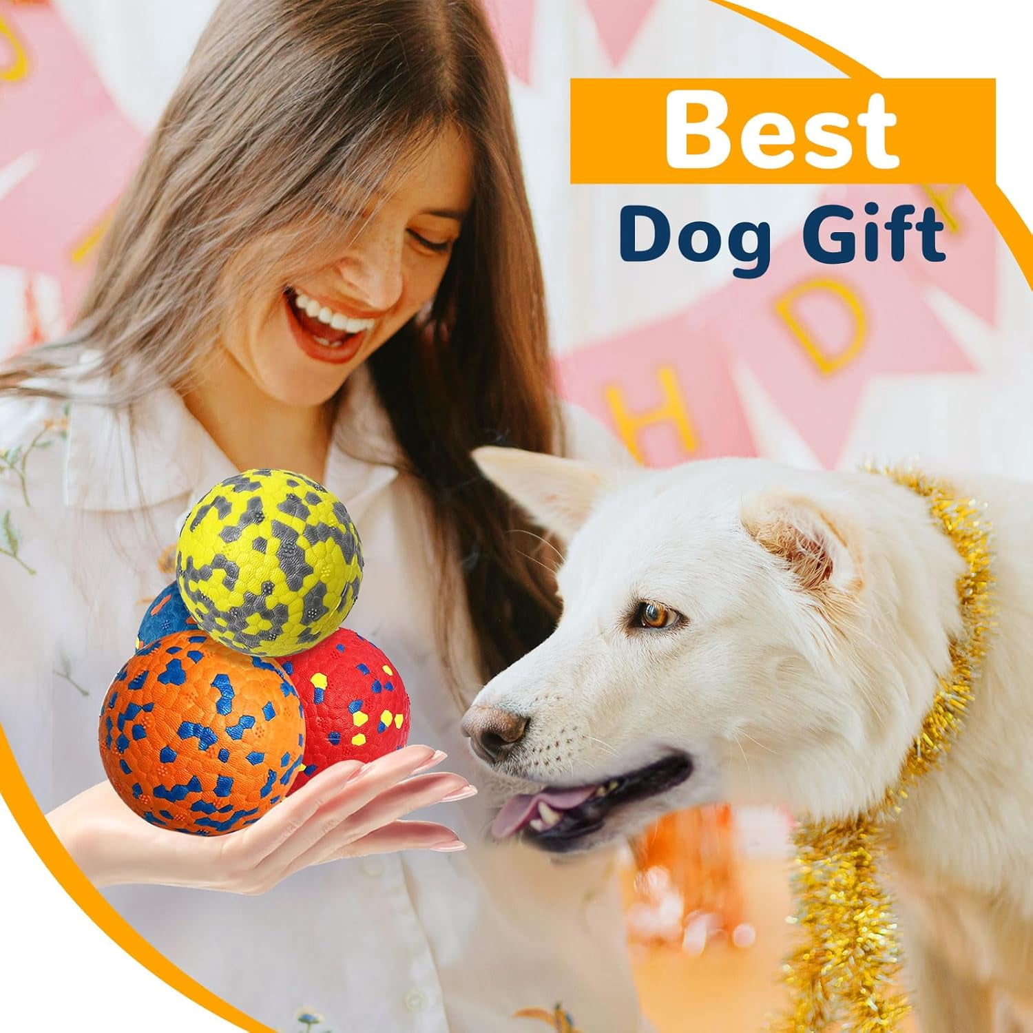 General 4 Pack Dog Balls Indestructible Dog Toys for Aggressive Chewers Durable Tough Tennis Balls Toys for Medium Large Dogs Outdoor Outside Fetching Toys for Big Dogs Chew Ball