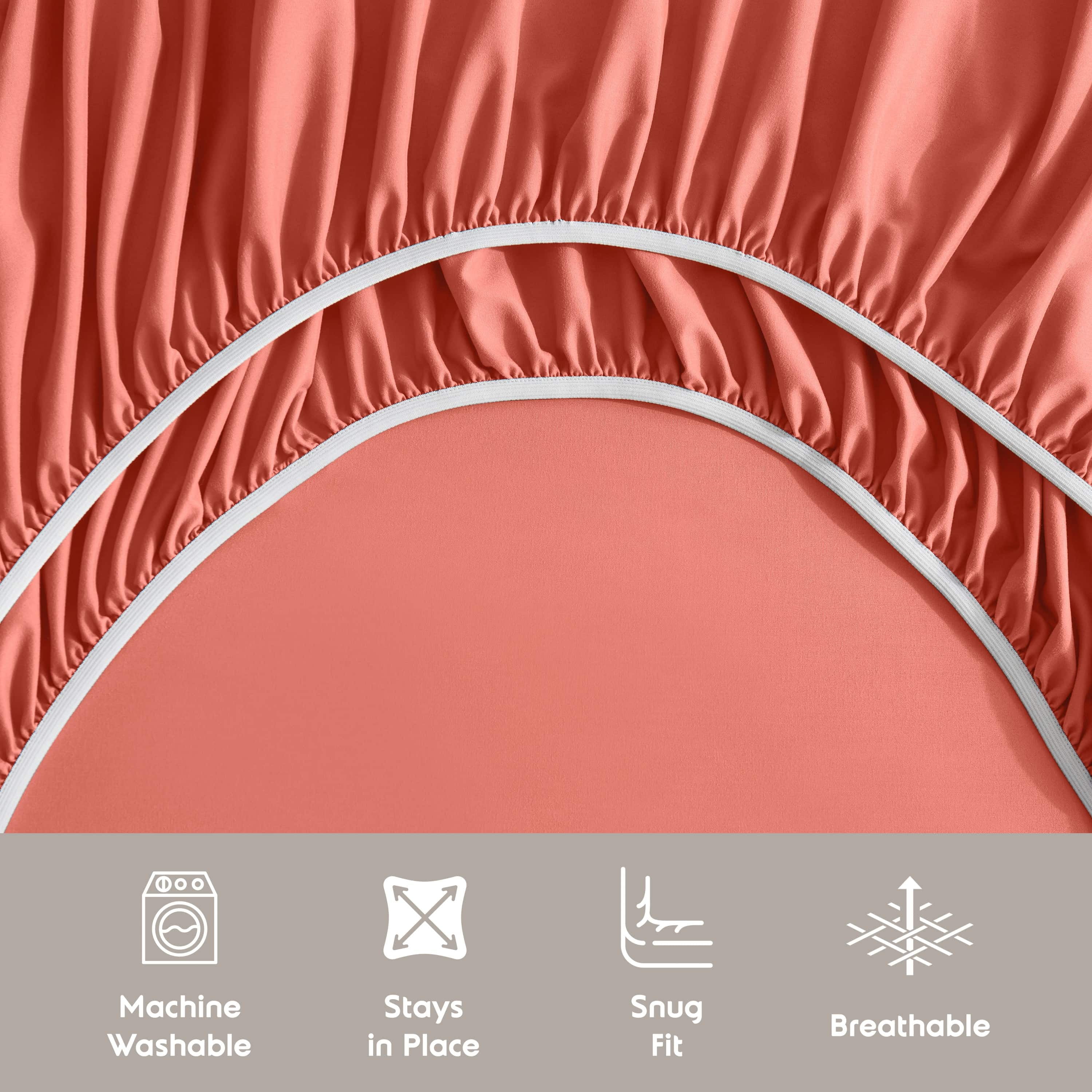 Lammaloe Full Size Sheets Set, Hotel Style Deep Pocket 4 Piece Bed Sheets, Luxury Soft Microfiber Sheet Sets, Orange